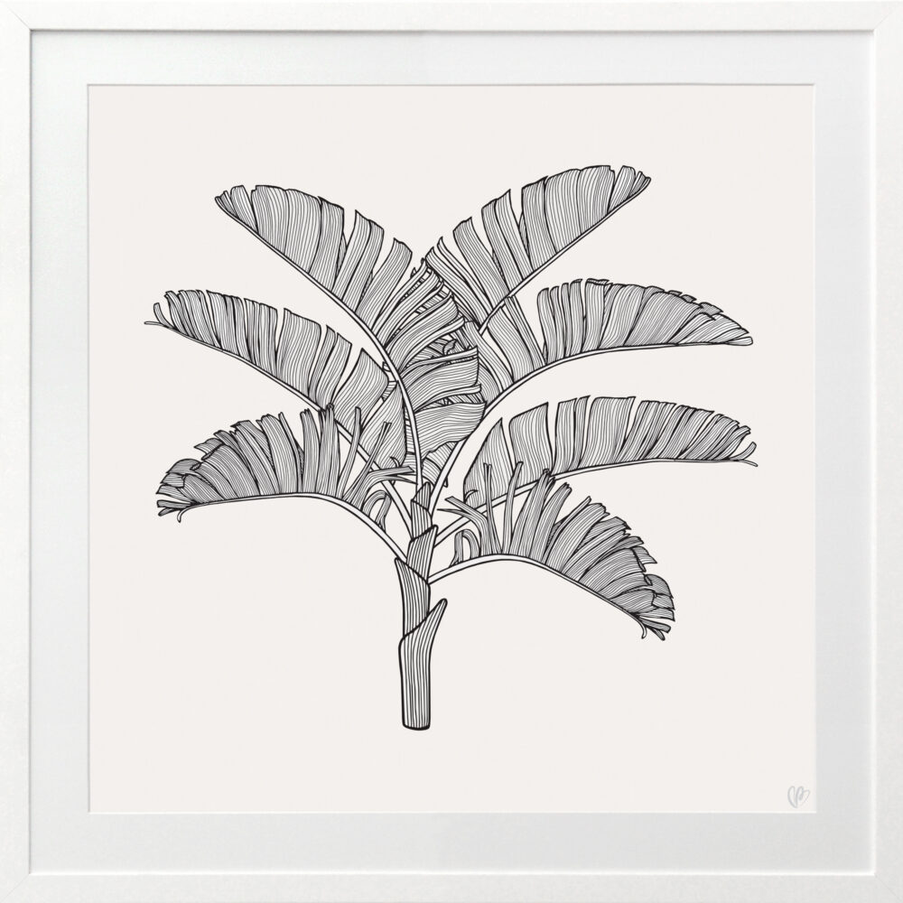 Tropical Plantation Black Artwork 1 - WHITE FRAME