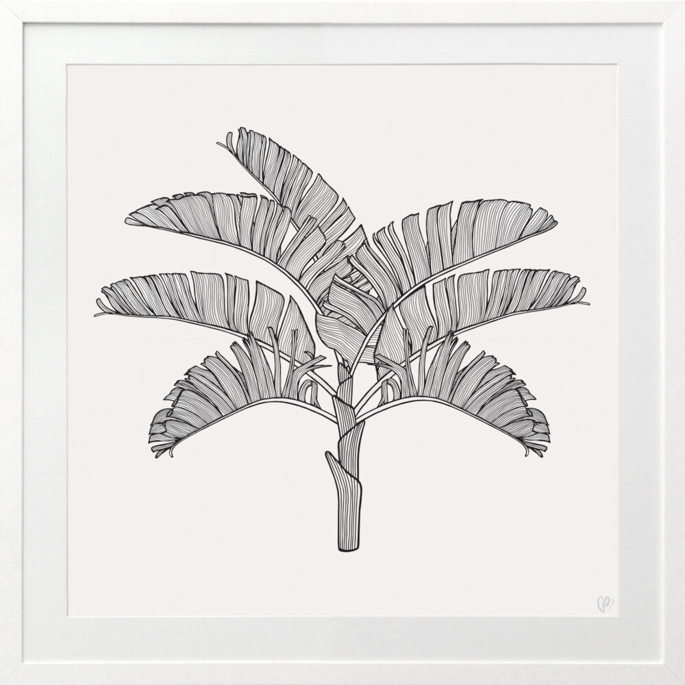 Tropical Plantation Black Artwork 2 - WHITE FRAME