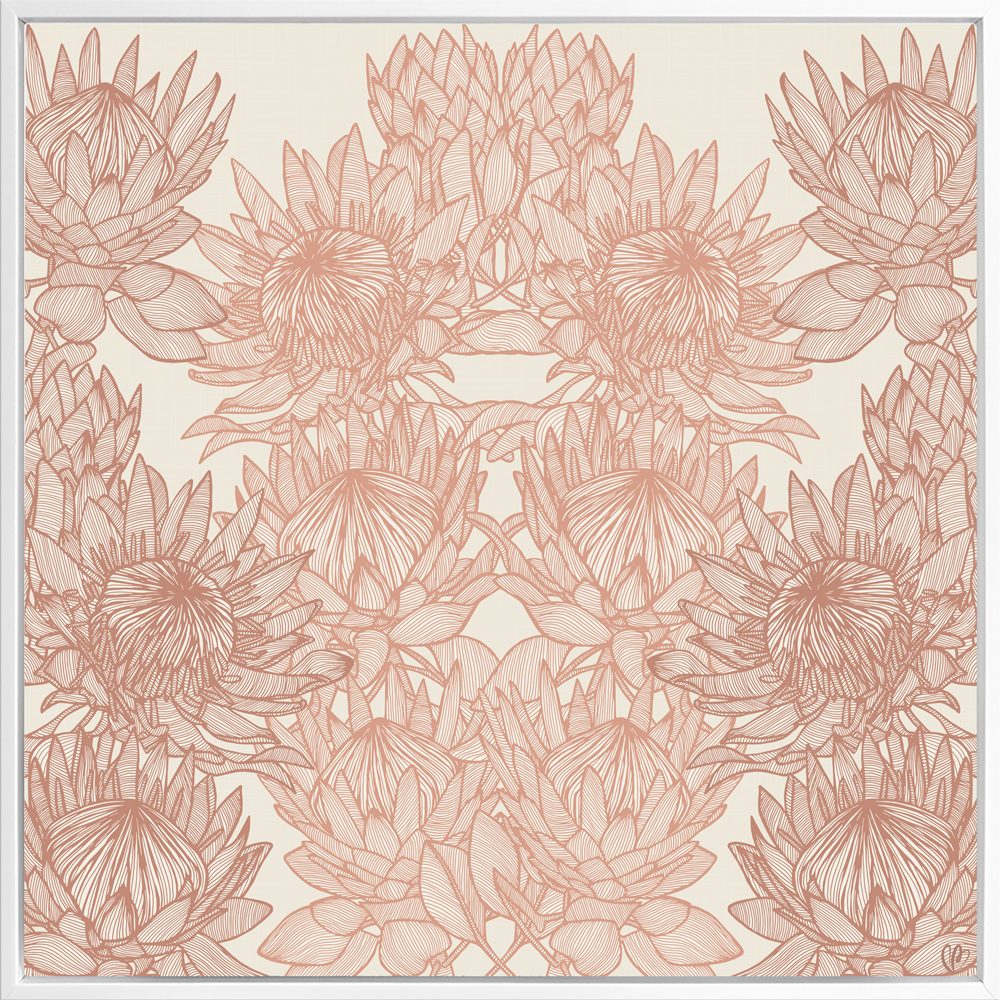 Regal Protea - Sunshine - Framed Canvas White Frame