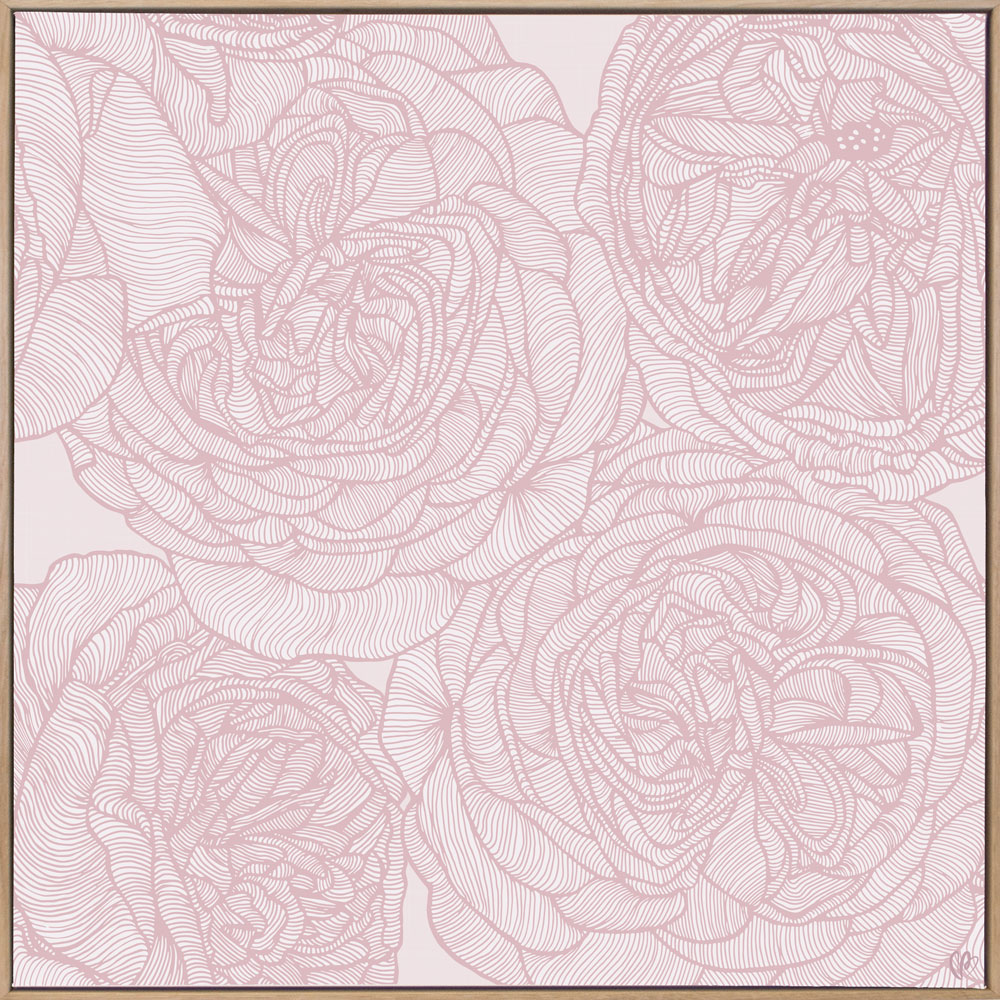 Rose Will - Soft - Framed Canvas Warm Timber Frame
