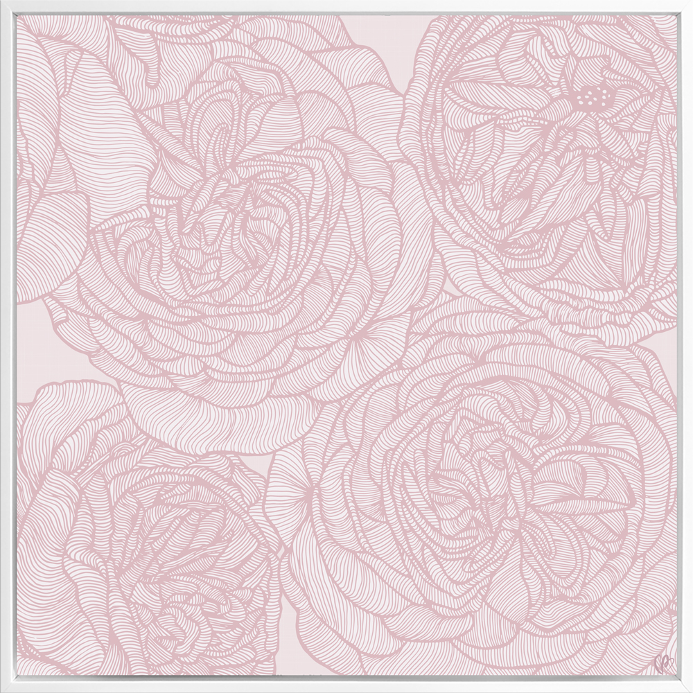 Rose Will - Soft - Framed Canvas White Frame
