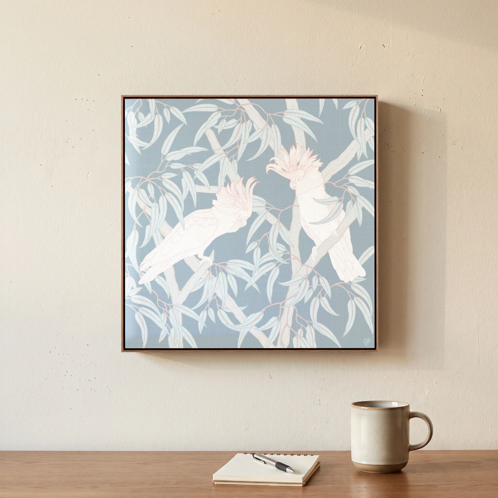In the Trees - Sparkling – Framed Canvas Art, Oak frame