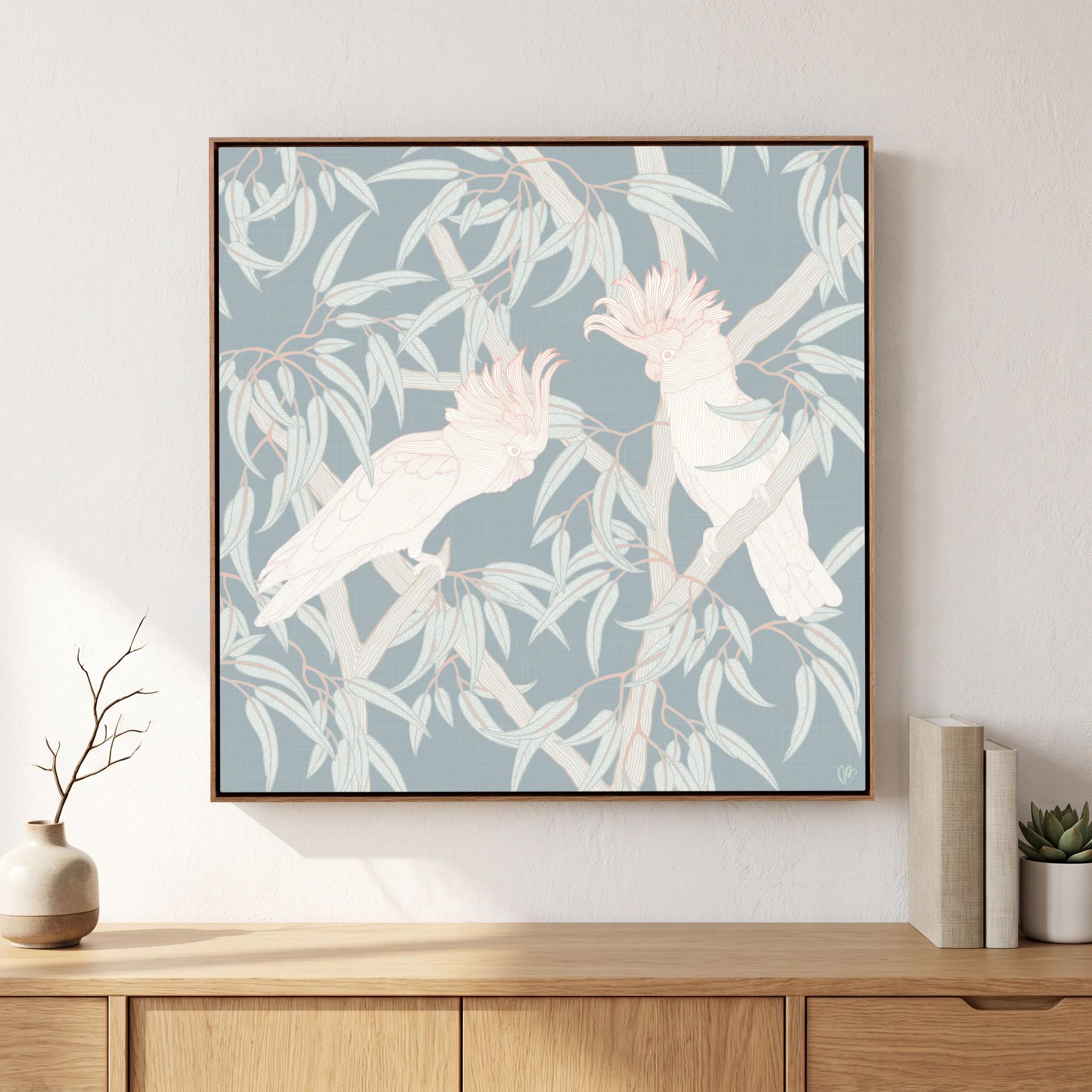 In the Trees - Sparkling – Framed Canvas Art, Oak frame